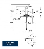 MEDIDAS MONOMANDO LAVABO CUBEO GROHE